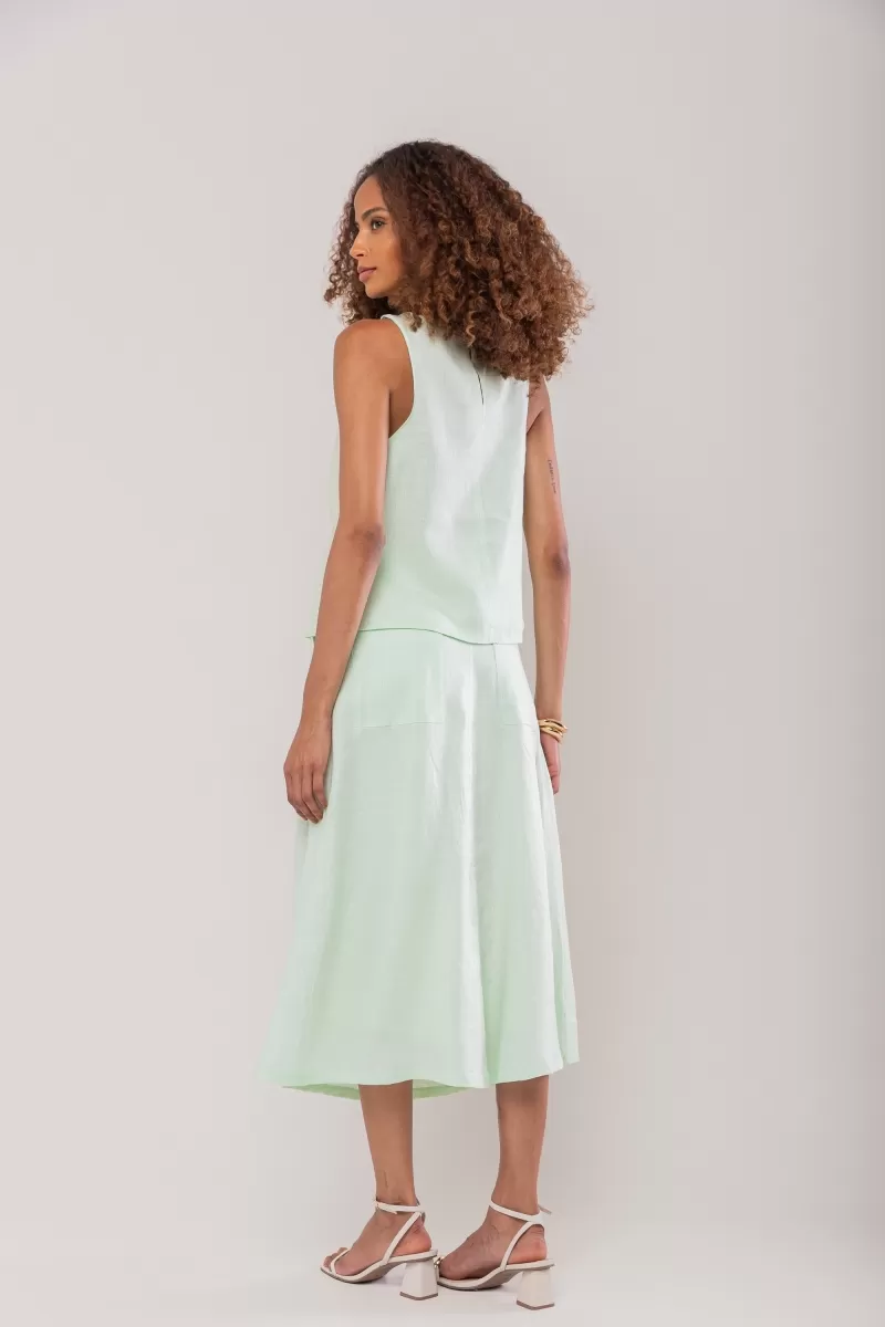 Hidrogênio - OVAL NECKLINE TANK TOP 100% WATER GREEN LINEN - 19869157 Hidrogênio - OVAL NECKLINE TANK TOP 100% WATER GREEN LINEN - 19869157