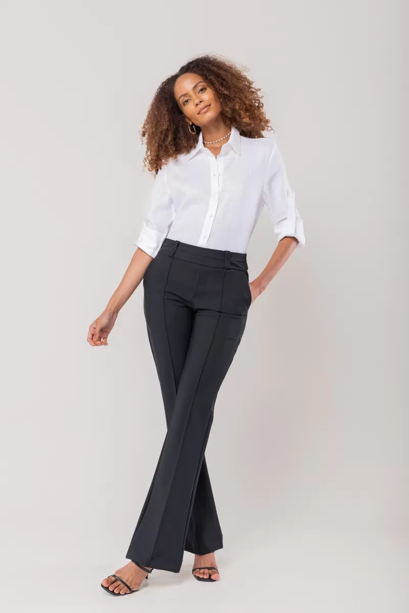 Hidrogênio - CECILIA BLACK STRAIGHT PANTS WITH KNIFE POCKET AND LAPEL - 20114001 Hidrogênio - CECILIA BLACK STRAIGHT PANTS WITH KNIFE POCKET AND LAPEL - 20114001