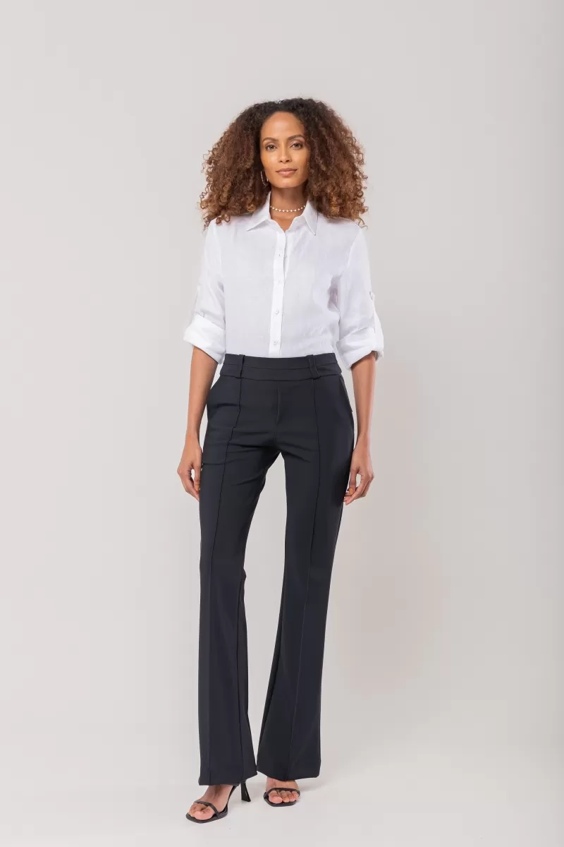 Hidrogênio - CECILIA BLACK STRAIGHT PANTS WITH KNIFE POCKET AND LAPEL - 20114001 Hidrogênio - CECILIA BLACK STRAIGHT PANTS WITH KNIFE POCKET AND LAPEL - 20114001