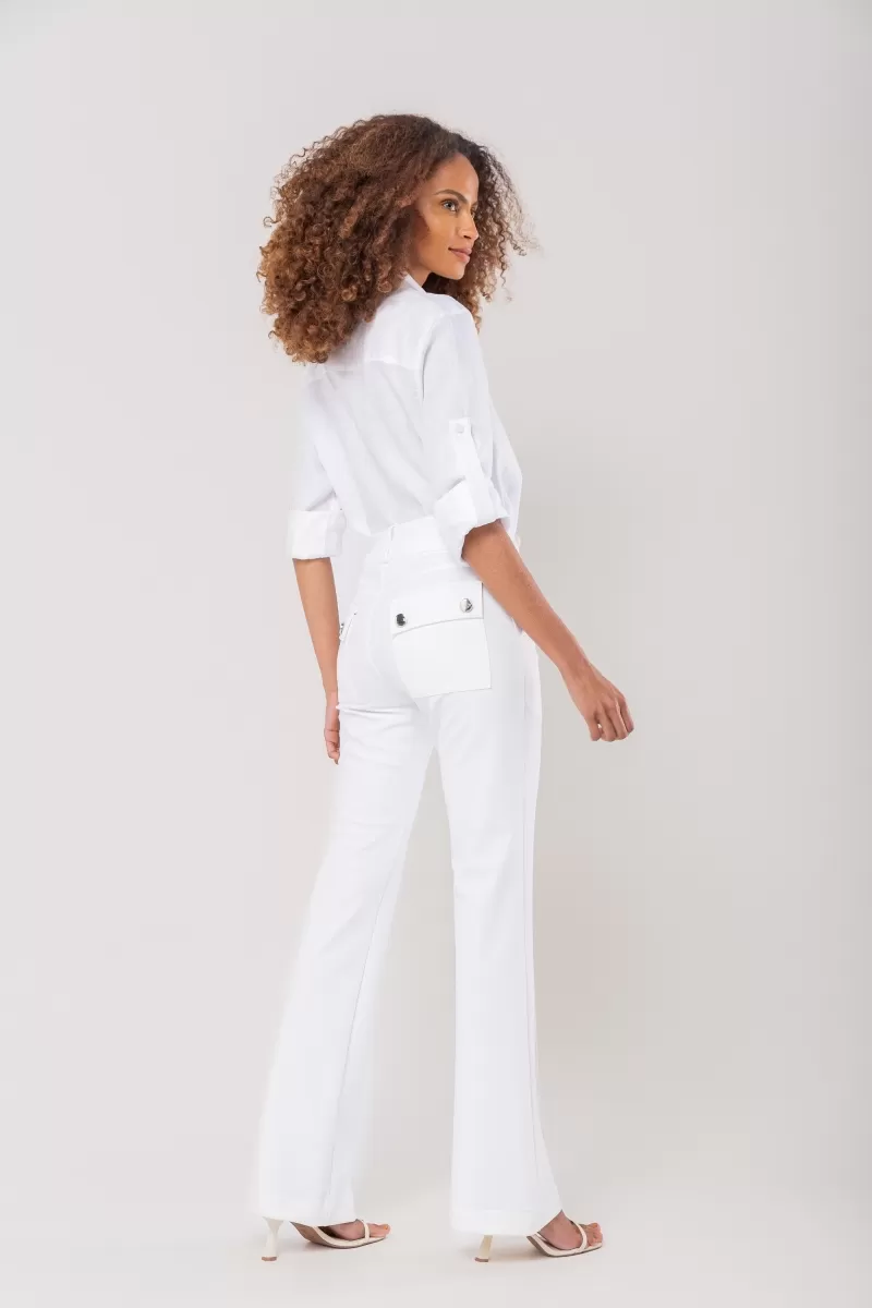 Hidrogênio - CECILIA OFF WHITE STRAIGHT PANTS WITH KNIFE POCKET AND LAPEL - 20114018 Hidrogênio - CECILIA OFF WHITE STRAIGHT PANTS WITH KNIFE POCKET AND LAPEL - 20114018