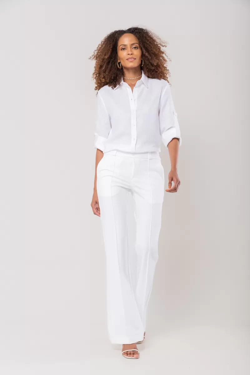 Hidrogênio - CECILIA OFF WHITE STRAIGHT PANTS WITH KNIFE POCKET AND LAPEL - 20114018 Hidrogênio - CECILIA OFF WHITE STRAIGHT PANTS WITH KNIFE POCKET AND LAPEL - 20114018