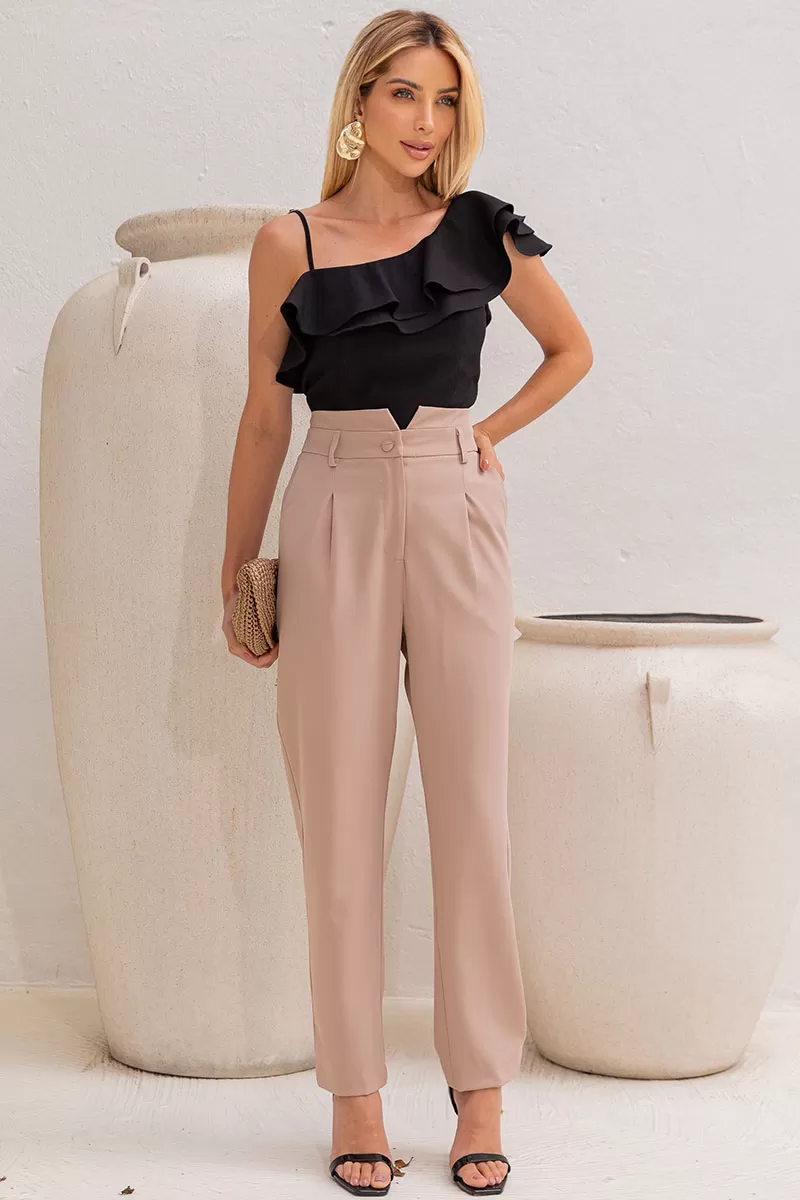 Miss Misses - Cleo One-Strap Shirt With Frill Black - 54442001 Miss Misses - Cleo One-Strap Shirt With Frill Black - 54442001
