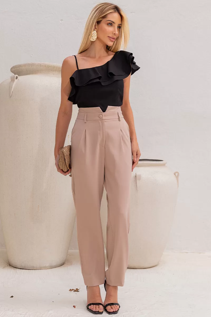 Miss Misses - Cleo One-Strap Shirt With Frill Black - 54442001 Miss Misses - Cleo One-Strap Shirt With Frill Black - 54442001