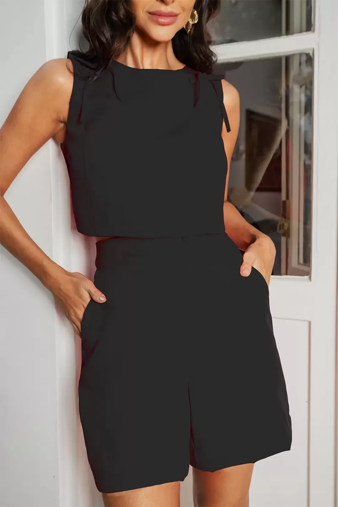 Miss Misses - Ana Shirt with Bow Detail and Black Zipper - 54436001 Miss Misses - Ana Shirt with Bow Detail and Black Zipper - 54436001