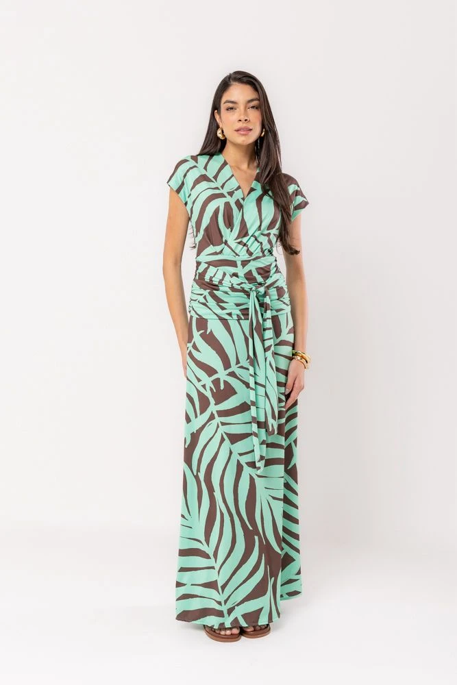 Hidrogênio - LONG GREEN RUFFLED DRESS - 20219009 Hidrogênio - LONG GREEN RUFFLED DRESS - 20219009