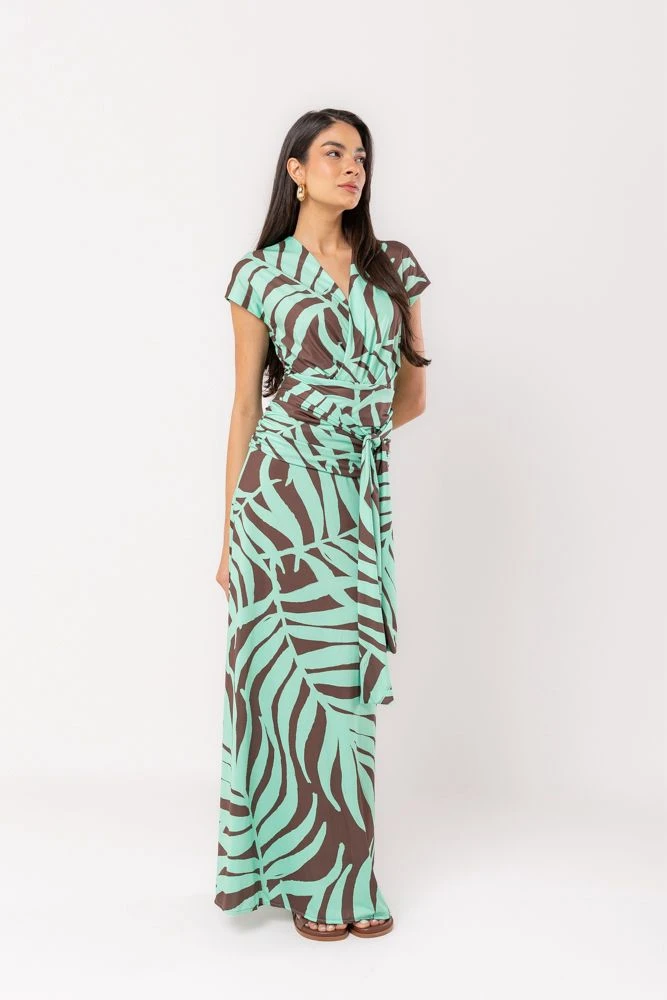 Hidrogênio - LONG GREEN RUFFLED DRESS - 20219009 Hidrogênio - LONG GREEN RUFFLED DRESS - 20219009