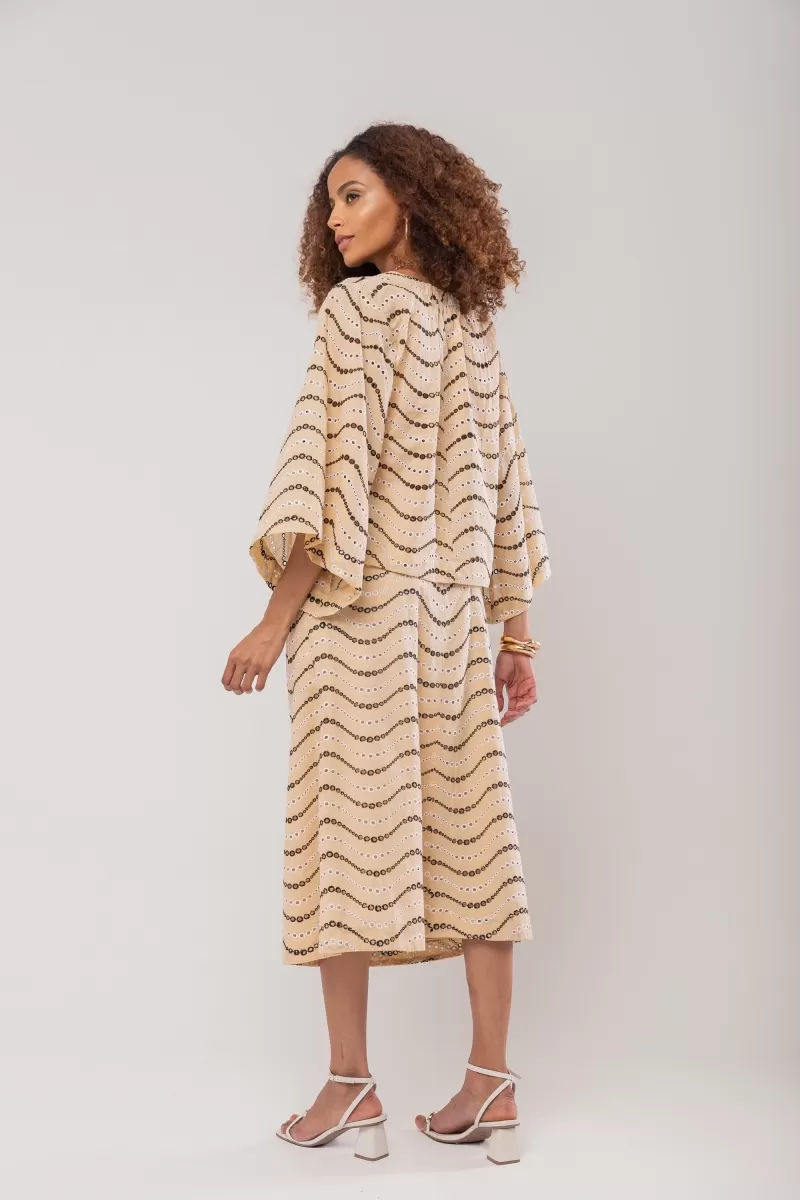 Hidrogênio - EVASE MIDI SKIRT WITH BEIGE LAPELS - 20248003 Hidrogênio - EVASE MIDI SKIRT WITH BEIGE LAPELS - 20248003