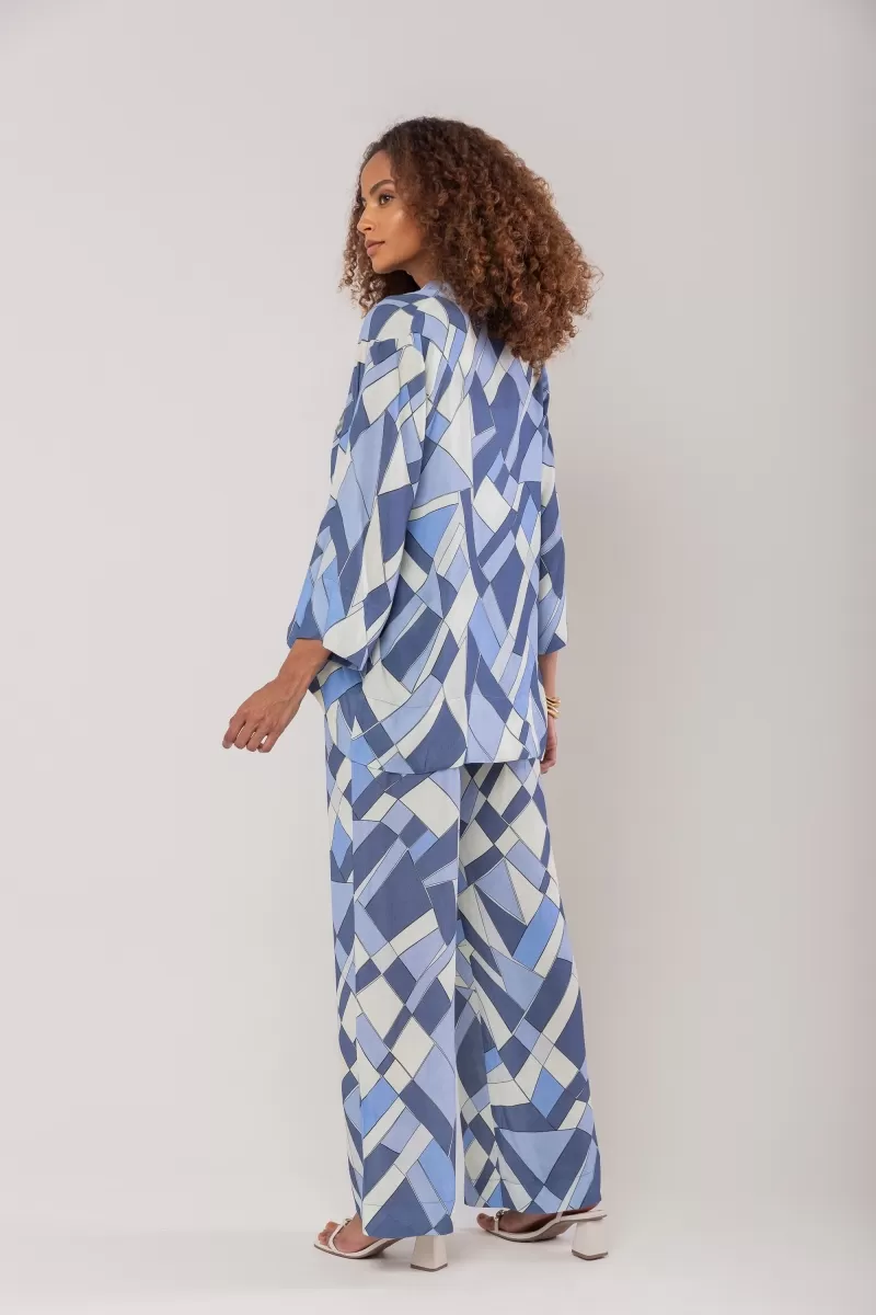 Hidrogênio - BLUE MG 7/8 PRINTED LONG JACKET - 20213015 Hidrogênio - BLUE MG 7/8 PRINTED LONG JACKET - 20213015