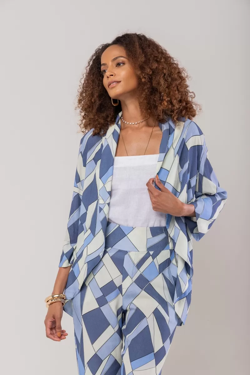 Hidrogênio - BLUE MG 7/8 PRINTED LONG JACKET - 20213015 Hidrogênio - BLUE MG 7/8 PRINTED LONG JACKET - 20213015