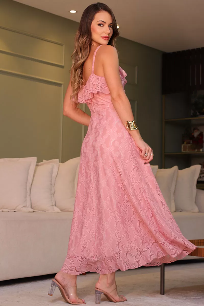Miss Misses - Iris Lace Dress With Thin Straps And Pink Frills - 54445060 Miss Misses - Iris Lace Dress With Thin Straps And Pink Frills - 54445060
