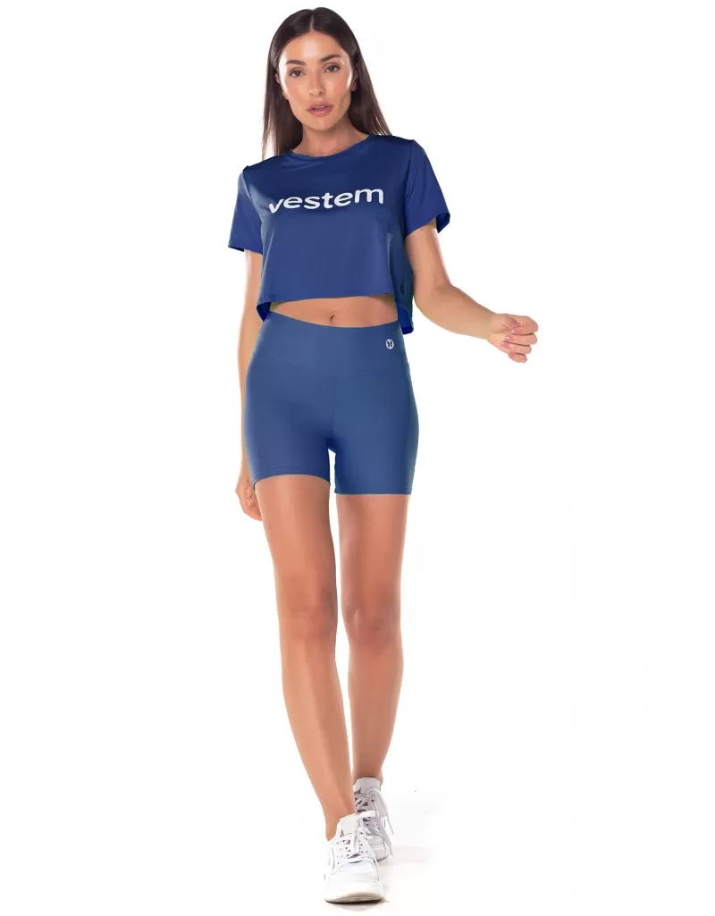 Vestem - Short Sleeve Dry Fit Cropped Ambassador Shirt in Blue Jeans - BMC501.ESS.C0257 Vestem - Short Sleeve Dry Fit Cropped Ambassador Shirt in Blue Jeans - BMC501.ESS.C0257