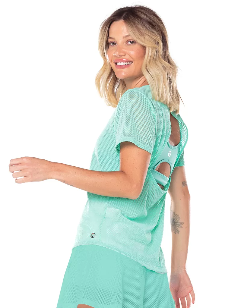 Vestem - Cleo Short Sleeve Shirt with Back in Aqua Green - BMC759.V25.C0031 Vestem - Cleo Short Sleeve Shirt with Back in Aqua Green - BMC759.V25.C0031