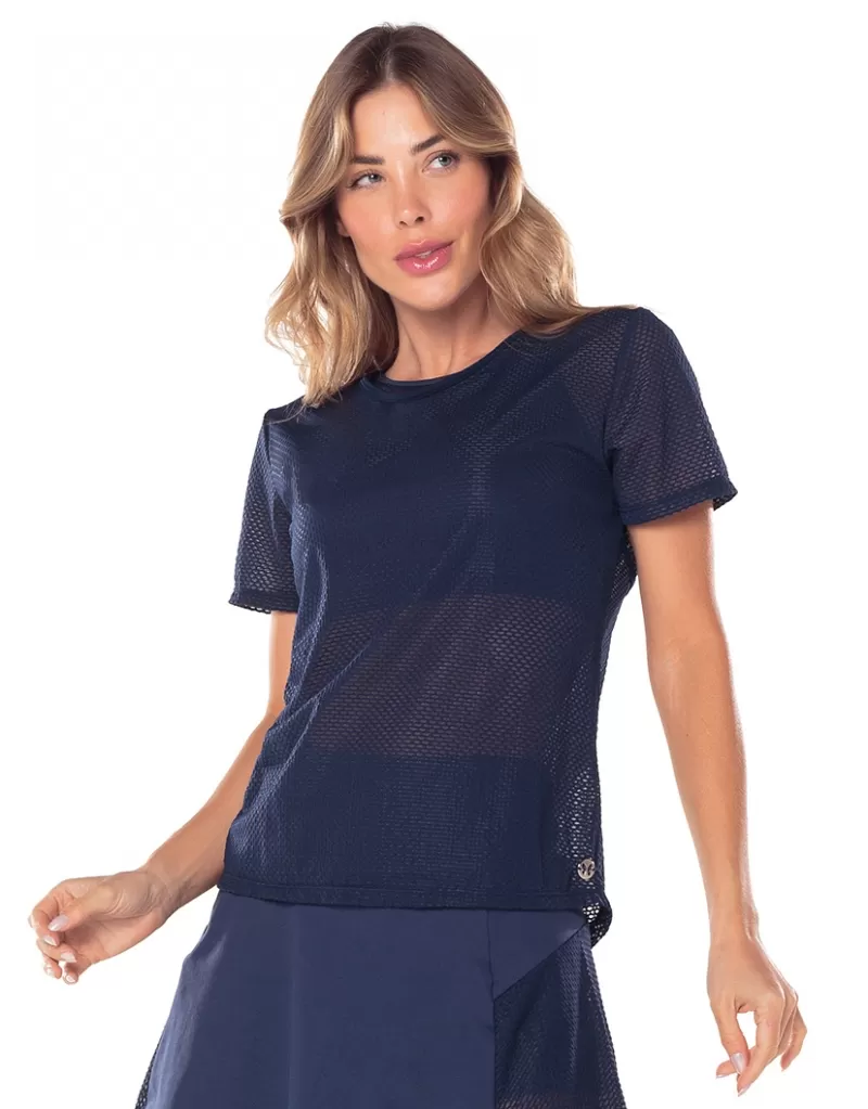 Vestem - Cleo Navy Blue Short Sleeve Shirt with Back Darkness - BMC759.V25.C0173