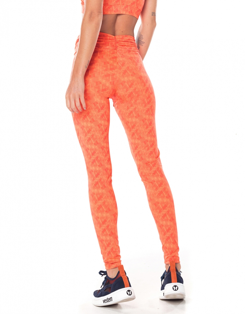 Vestem - Soleil Frenzied Lines Neon Orange Fru Fru Waistband Leggings - FS11.V25.E1287.V25 Vestem - Soleil Frenzied Lines Neon Orange Fru Fru Waistband Leggings - FS11.V25.E1287.V25