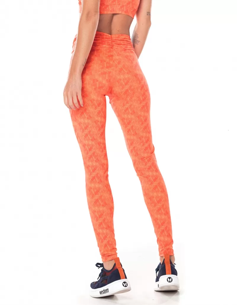 Vestem - Soleil Frenzied Lines Neon Orange Fru Fru Waistband Leggings - FS11.V25.E1287.V25