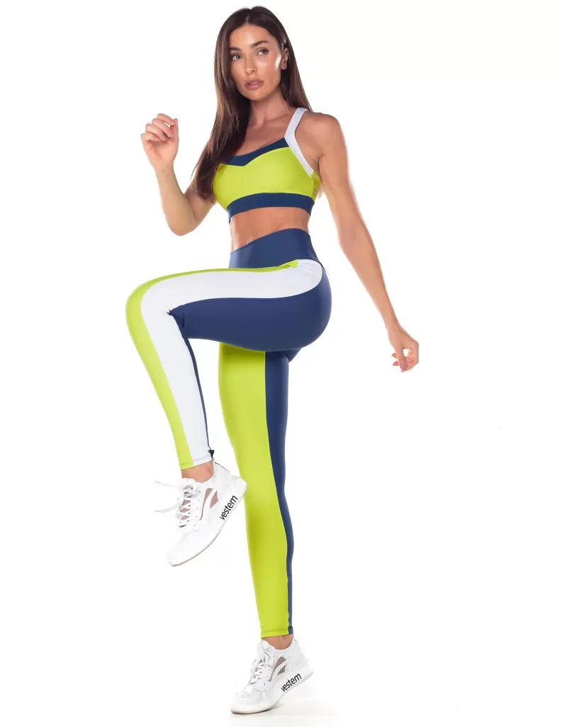 Vestem - Tricolor Leggings Sky Blue Neon Yellow - FS1440.V25.C0009 Vestem - Tricolor Leggings Sky Blue Neon Yellow - FS1440.V25.C0009