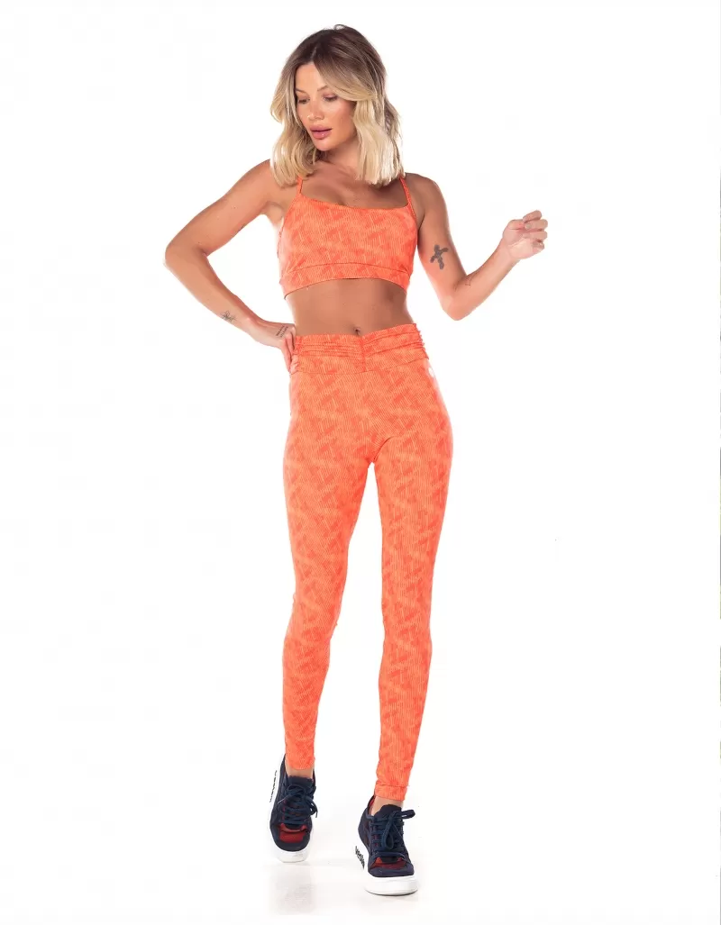 Vestem - Soleil Frenzied Lines Neon Orange Thin Strap Sports Bra - TOP1091.V25.E1287.V25