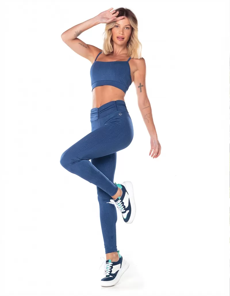 Vestem - Sports bra Thin Straps Soleil Tropical Feathers Blue Jeans - TOP1091.V25.E1288.V25