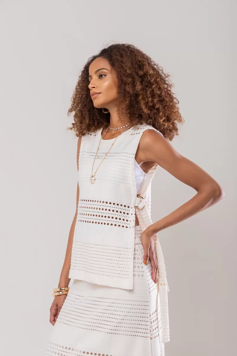Hidrogênio - COTTON VEST WITH OPENING AND HALF RING PURGA - 20184213
