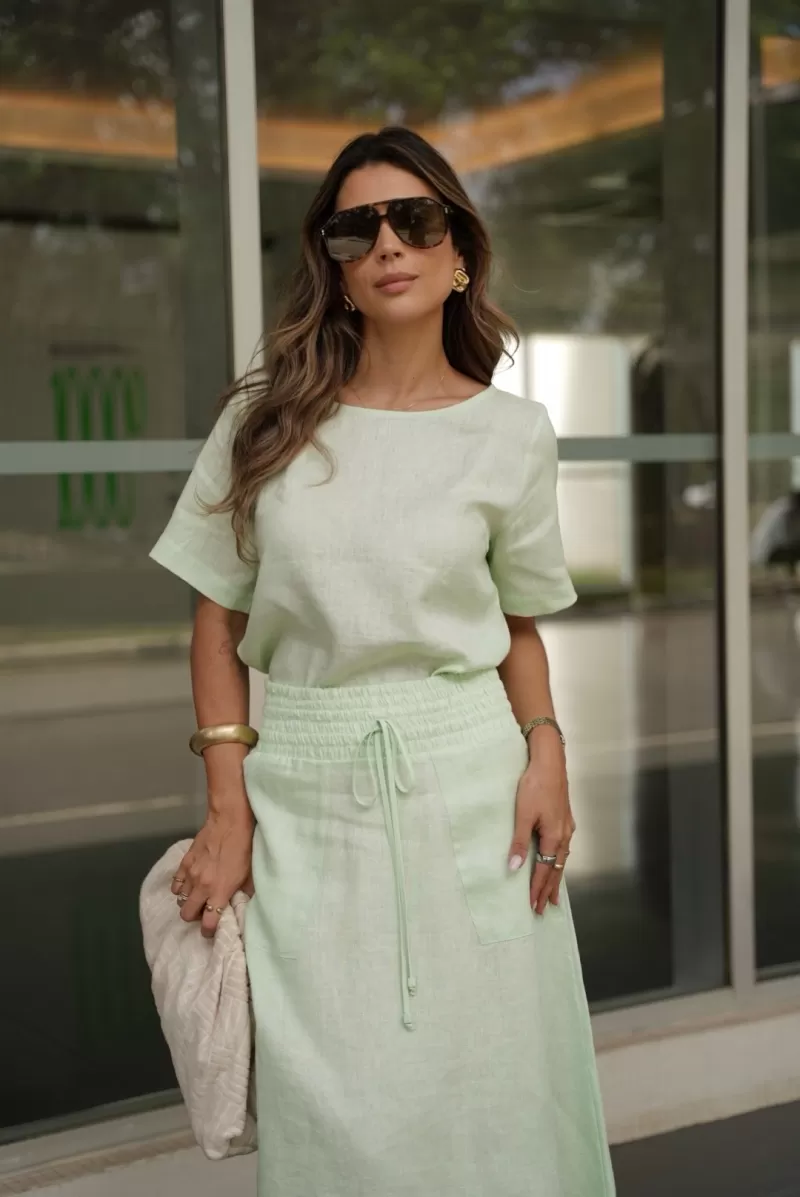 Hidrogênio - 100% WATER GREEN LINEN CROPPED TOP - 19801157 Hidrogênio - 100% WATER GREEN LINEN CROPPED TOP - 19801157