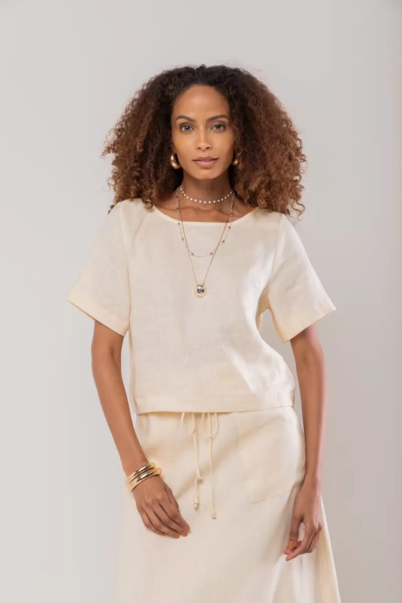 Hidrogênio - 100% LINEN CROPPED TOP EARTH - 19801332 Hidrogênio - 100% LINEN CROPPED TOP EARTH - 19801332