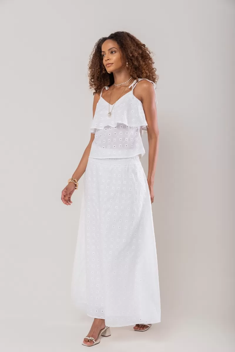 Hidrogênio - LONG FLARE SKIRT WITH ELASTIC WAISTBAND OFF WHITE - 20237018 Hidrogênio - LONG FLARE SKIRT WITH ELASTIC WAISTBAND OFF WHITE - 20237018