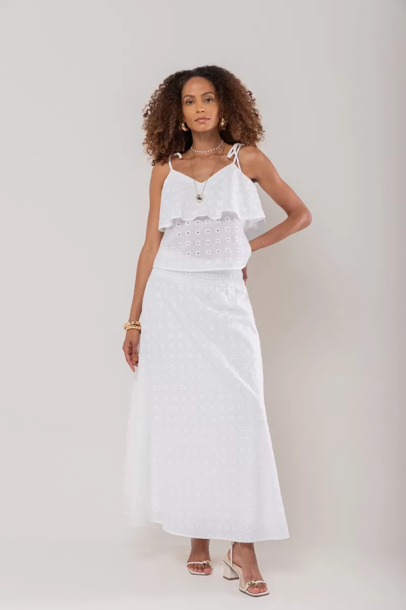 Hidrogênio - TANK TOP WITH LAISE RUFFLE AND OFF-WHITE RIBBON - 20238018 Hidrogênio - TANK TOP WITH LAISE RUFFLE AND OFF-WHITE RIBBON - 20238018