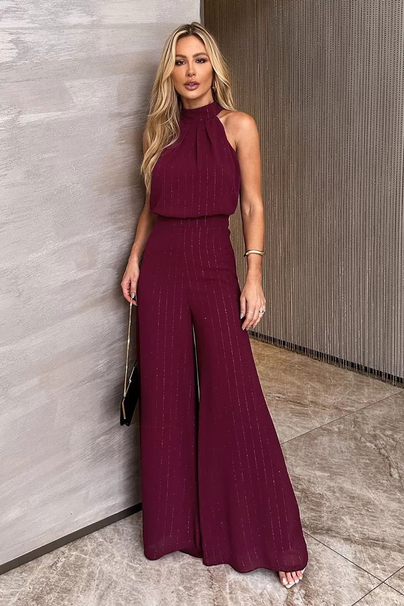Dot Clothing - Dot Clothing Eloisa Burgundy Pantalona Jumpsuit - 2569BORDO Dot Clothing - Dot Clothing Eloisa Burgundy Pantalona Jumpsuit - 2569BORDO