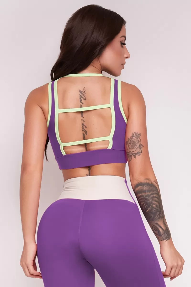 Lets Gym - Violet and Off White Dust Top - 1770VTOFW Lets Gym - Violet and Off White Dust Top - 1770VTOFW