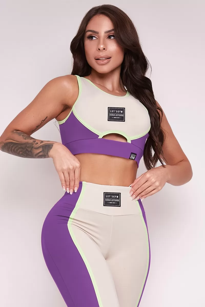 Lets Gym - Violet and Off White Dust Top - 1770VTOFW Lets Gym - Violet and Off White Dust Top - 1770VTOFW