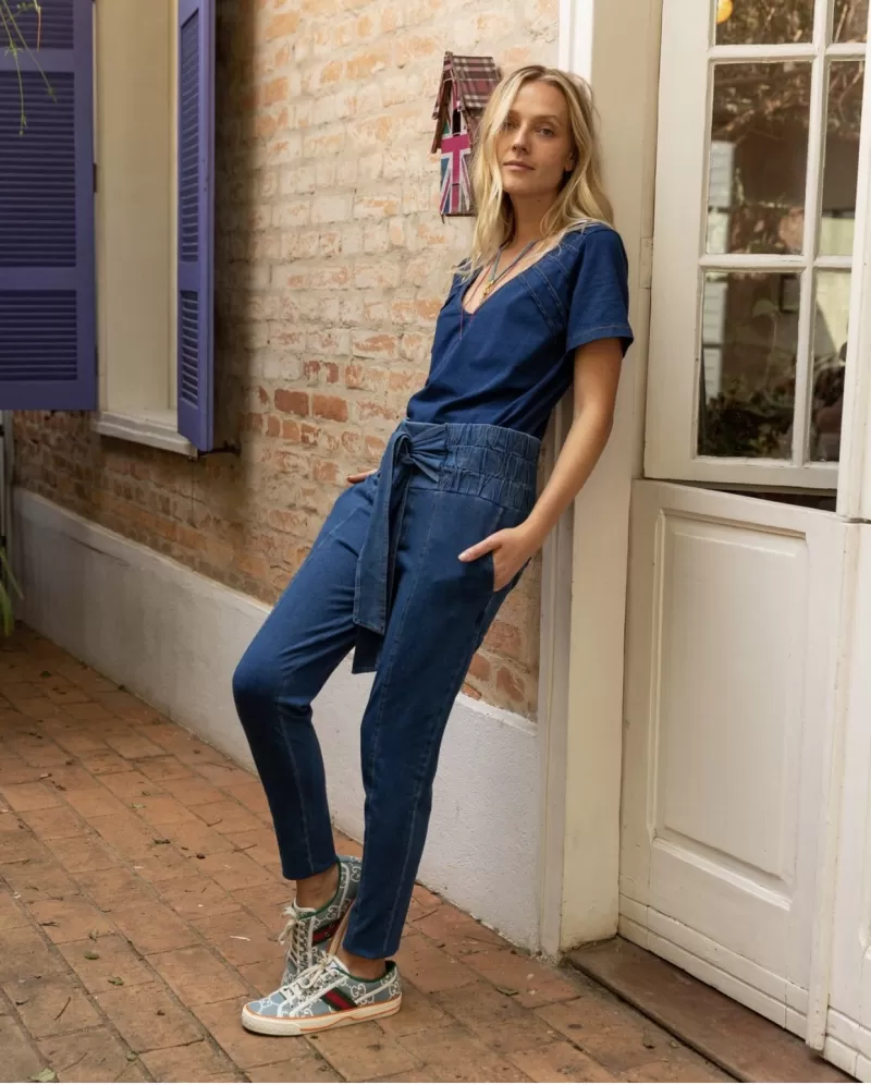 Hidrogênio - SELMA PANTS WITH ELASTIC TIE AND VC BUTTON - 1851704 Hidrogênio - SELMA PANTS WITH ELASTIC TIE AND VC BUTTON - 1851704
