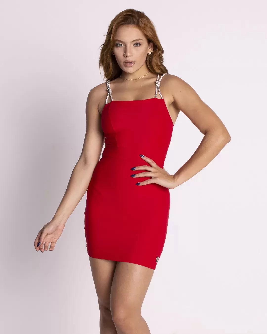 Miss Misses - Miss Misses Tube Dress with Straps and Red Rhinestones - 19122VERMELHO