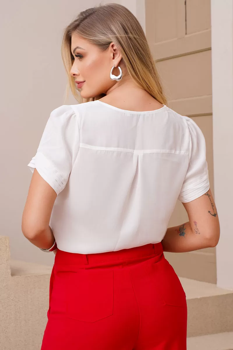 Miss Misses - Natacha Crepe Shirt With Off White Pleats - 54454030 Miss Misses - Natacha Crepe Shirt With Off White Pleats - 54454030