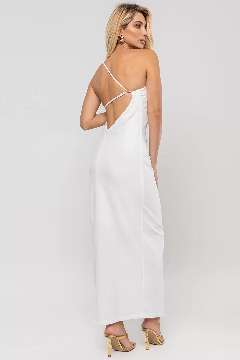 Miss Misses - Soraia Linen One Shoulder Off White Dress - 54462030 Miss Misses - Soraia Linen One Shoulder Off White Dress - 54462030