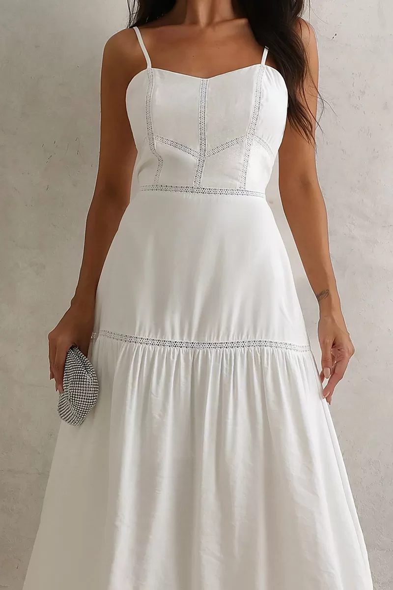 Miss Misses - Karina Long Dress With Off White Guipure Detail - 54461030 Miss Misses - Karina Long Dress With Off White Guipure Detail - 54461030