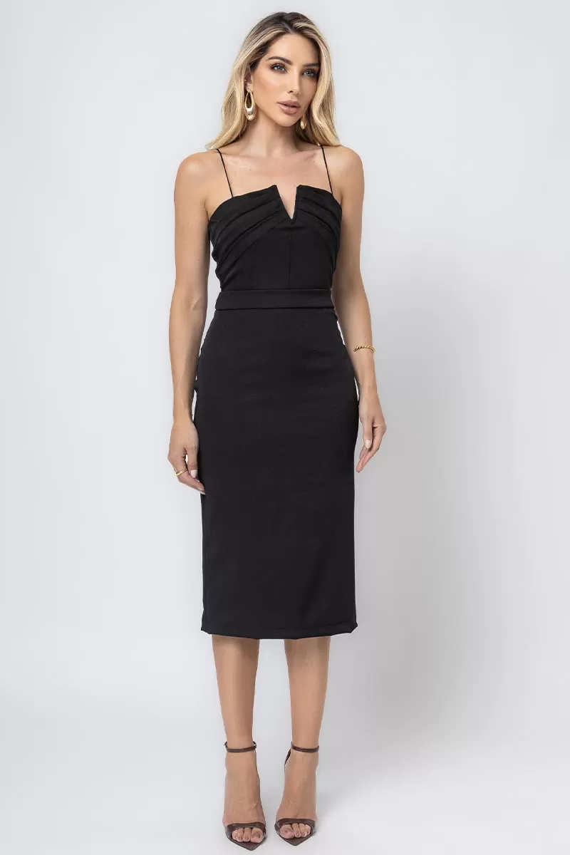 Miss Misses - Juliana Tube Dress with Pleats in the Front in Black - 54448001 Miss Misses - Juliana Tube Dress with Pleats in the Front in Black - 54448001