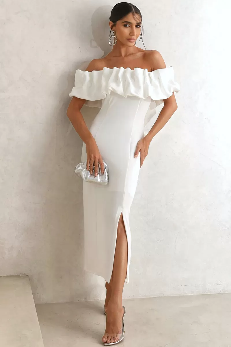 Miss Misses - Off White Tube Dress with Frills - 54464030 Miss Misses - Off White Tube Dress with Frills - 54464030