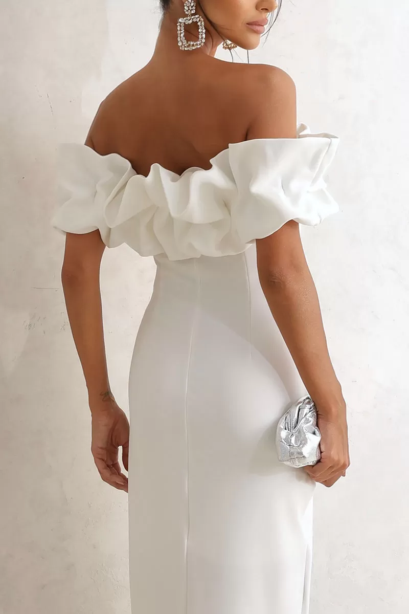 Miss Misses - Off White Tube Dress with Frills - 54464030 Miss Misses - Off White Tube Dress with Frills - 54464030
