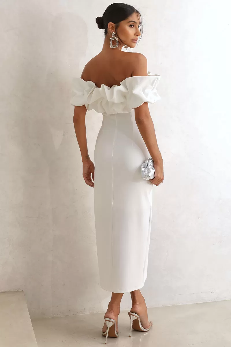 Miss Misses - Off White Tube Dress with Frills - 54464030 Miss Misses - Off White Tube Dress with Frills - 54464030