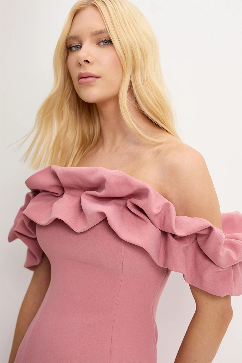 Miss Misses - Pink Tube Dress with Frills - 54464031