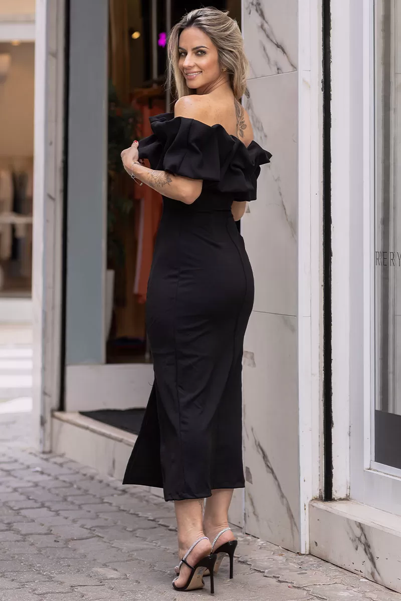 Miss Misses - Black Tube Dress with Frills - 54464001 Miss Misses - Black Tube Dress with Frills - 54464001