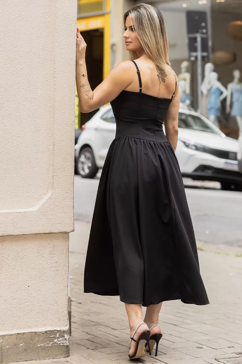 Miss Misses - Maria Dress With Straps And Black Guipure Detail - 54451001 Miss Misses - Maria Dress With Straps And Black Guipure Detail - 54451001