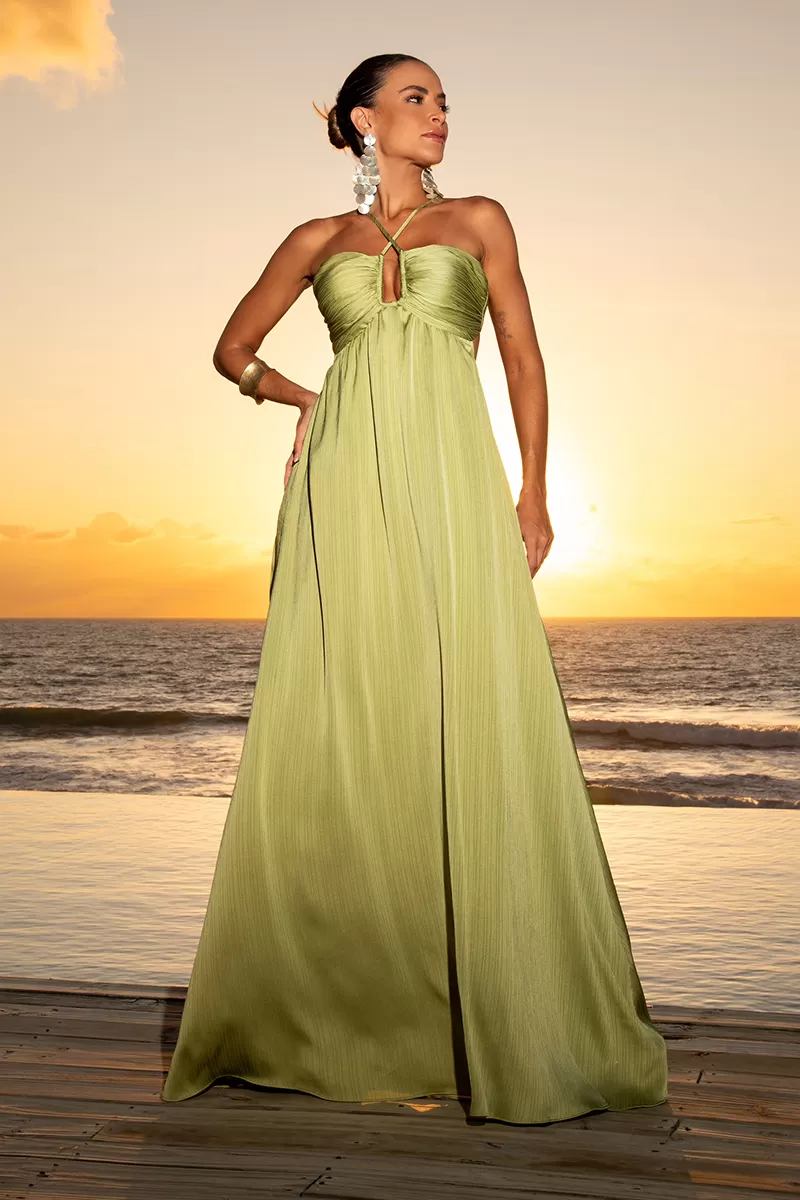 Dot Clothing - Dress Dot Clothing Long Pleated Green Jacket - 2587VERDE