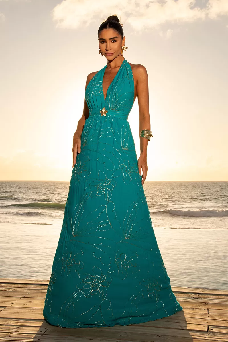 Dot Clothing - Dress Dot Clothing Long Patricia needlework Esmeralda - 2594AZUL Dot Clothing - Dress Dot Clothing Long Patricia needlework Esmeralda - 2594AZUL