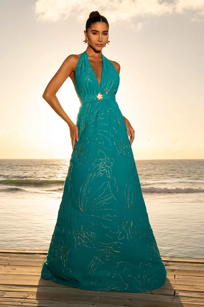 Dot Clothing - Dress Dot Clothing Long Patricia needlework Esmeralda - 2594AZUL