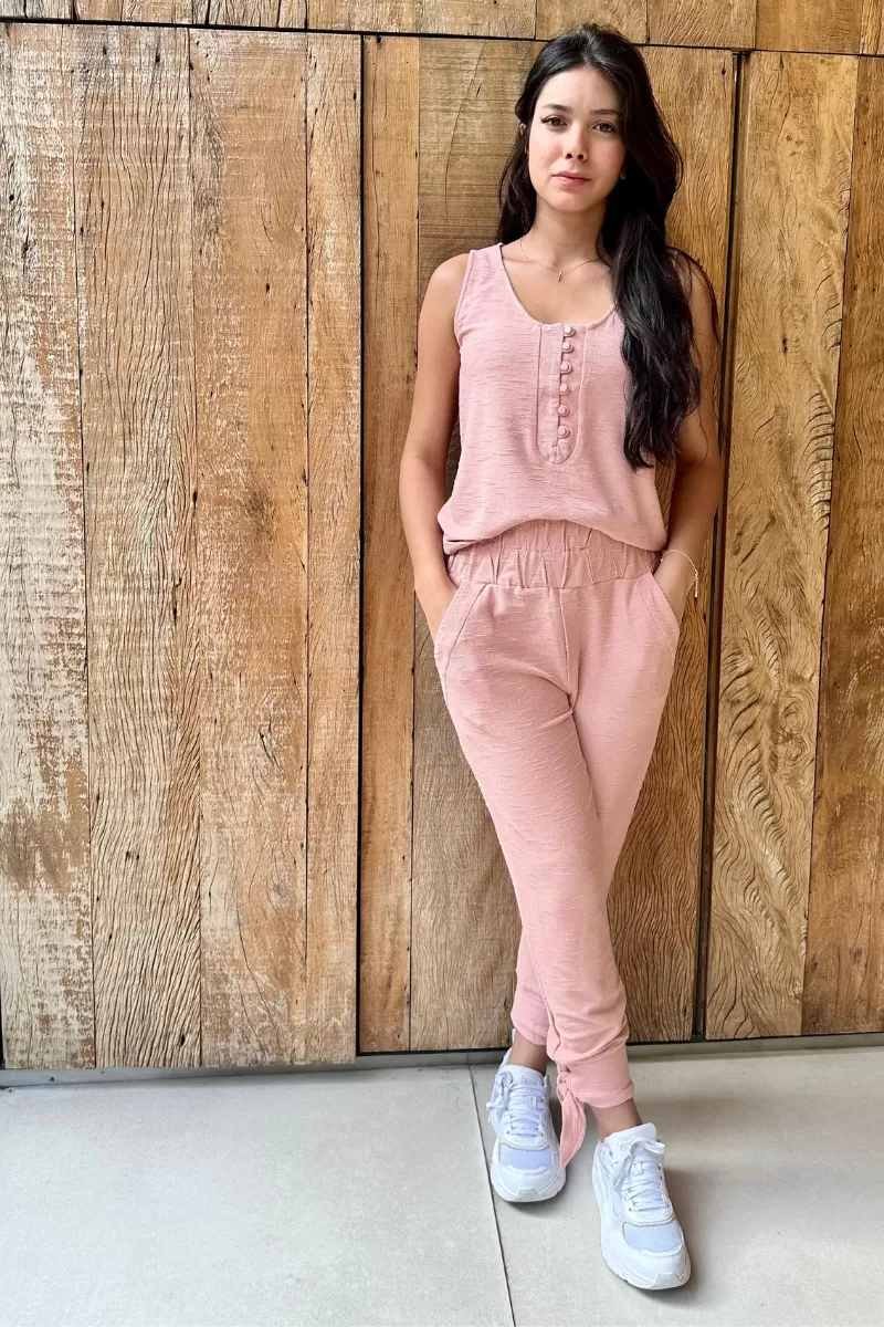 Hidrogênio - PINK SWEATSHIRT WITH BUTTONS ON THE NECKLINE - 18875021 Hidrogênio - PINK SWEATSHIRT WITH BUTTONS ON THE NECKLINE - 18875021