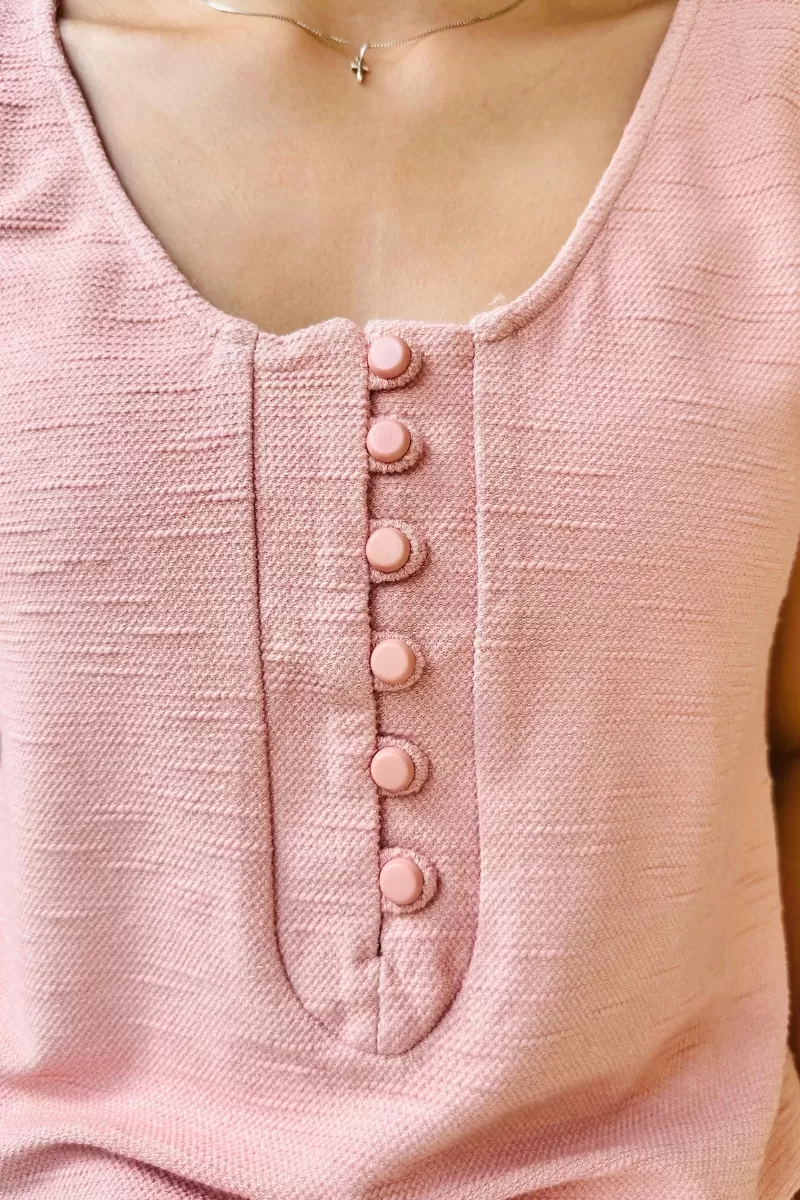 Hidrogênio - PINK SWEATSHIRT WITH BUTTONS ON THE NECKLINE - 18875021 Hidrogênio - PINK SWEATSHIRT WITH BUTTONS ON THE NECKLINE - 18875021