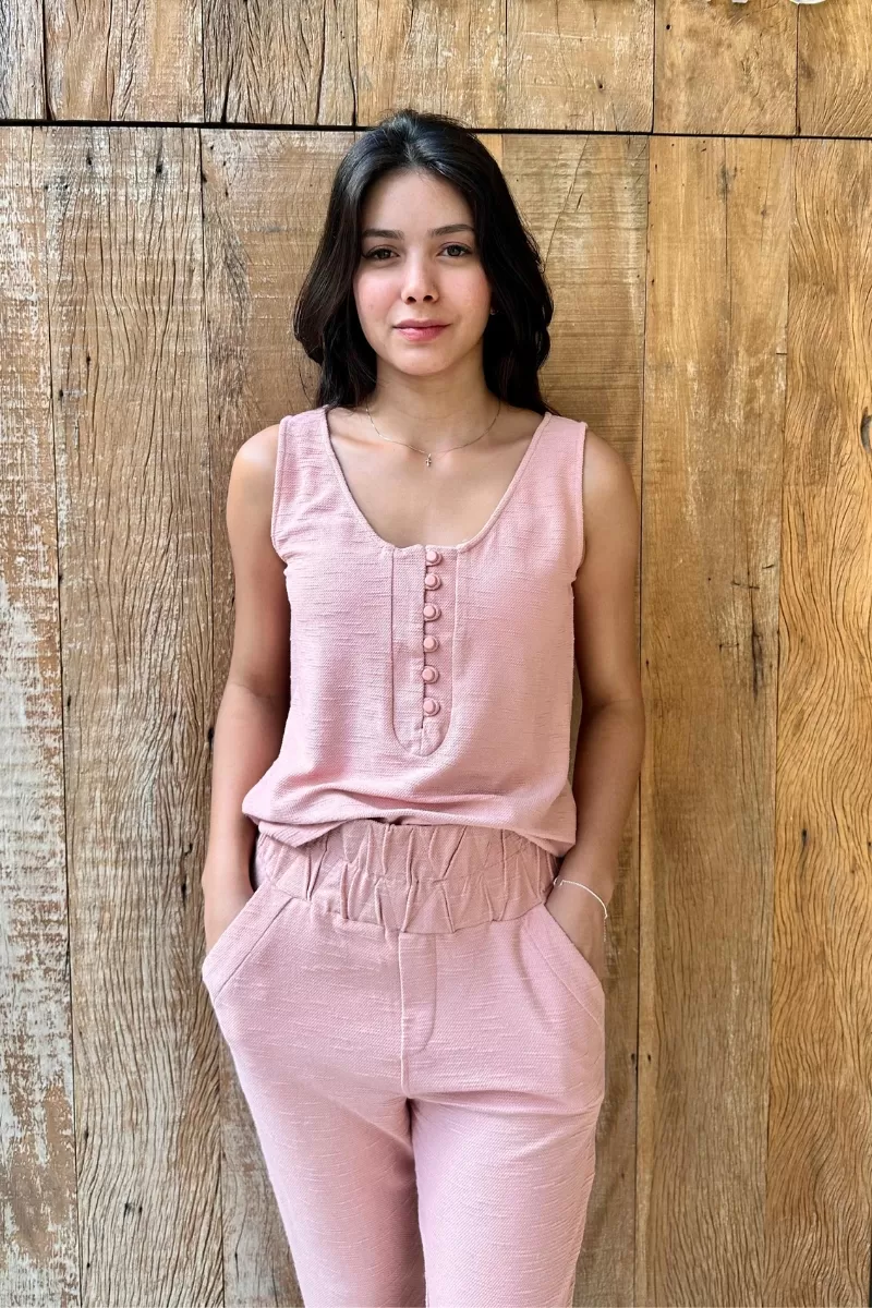 Hidrogênio - PINK SWEATSHIRT WITH BUTTONS ON THE NECKLINE - 18875021 Hidrogênio - PINK SWEATSHIRT WITH BUTTONS ON THE NECKLINE - 18875021