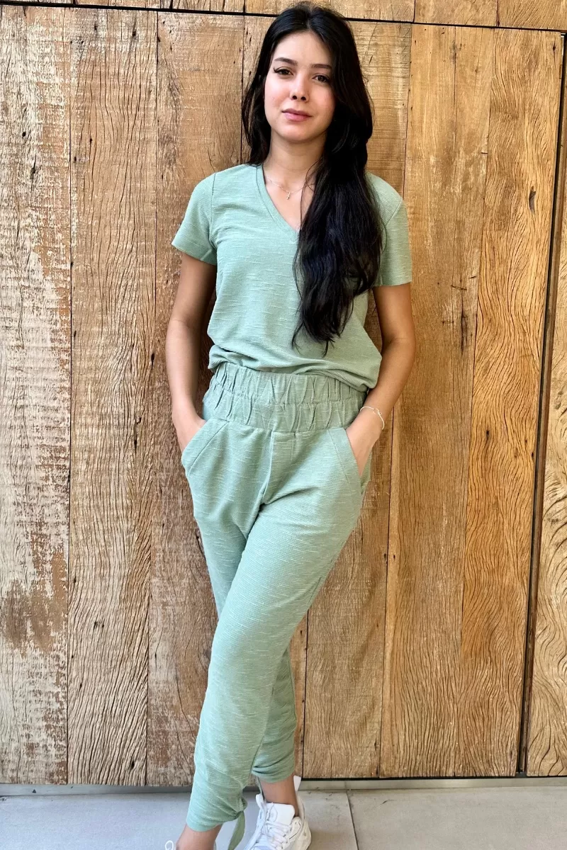 Hidrogênio - VILANE JOGGER PANTS WITH TIE ON THE LEG GREEN SILVER - 18815398 Hidrogênio - VILANE JOGGER PANTS WITH TIE ON THE LEG GREEN SILVER - 18815398