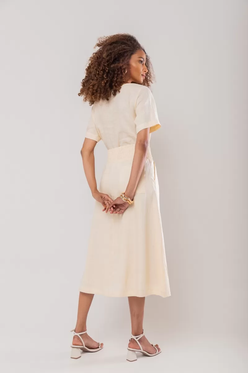 Hidrogênio - 100% LINEN EARTH LINEN MIDI FLARE SKIRT - 19800332 Hidrogênio - 100% LINEN EARTH LINEN MIDI FLARE SKIRT - 19800332